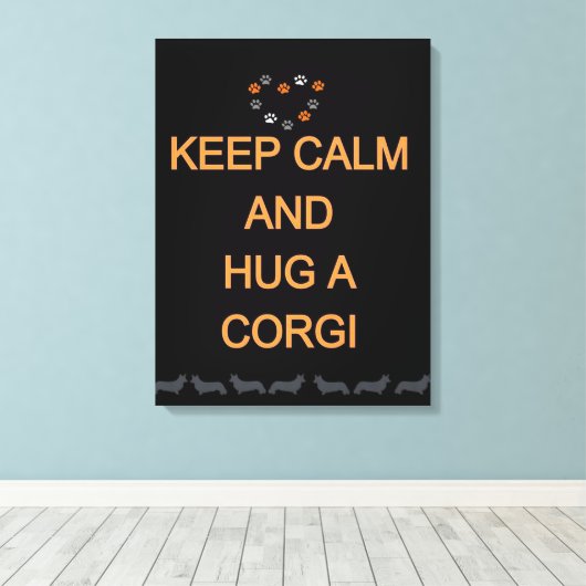 Hug A Corgi Black Canvas Afdruk (Insitu (Houten vloer))