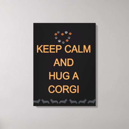 Hug A Corgi Black Canvas Afdruk (Voorkant)