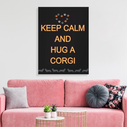 Hug A Corgi Black Canvas Afdruk (Insitu (Woonkamer))