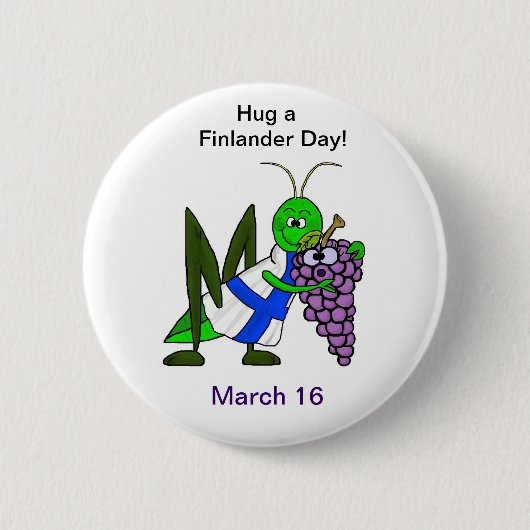 Hug A Finlander Day - St. Urho Button (Voorkant)