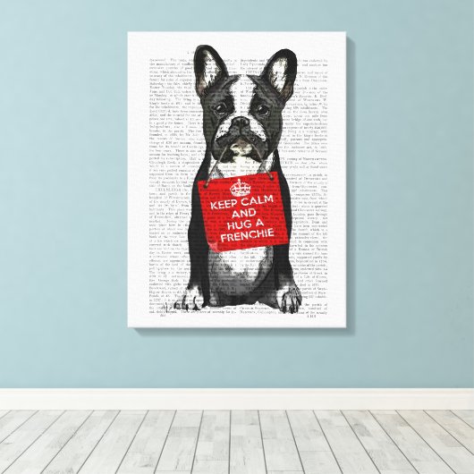 Hug a Frenchie Canvas Afdruk (Insitu (Houten vloer))