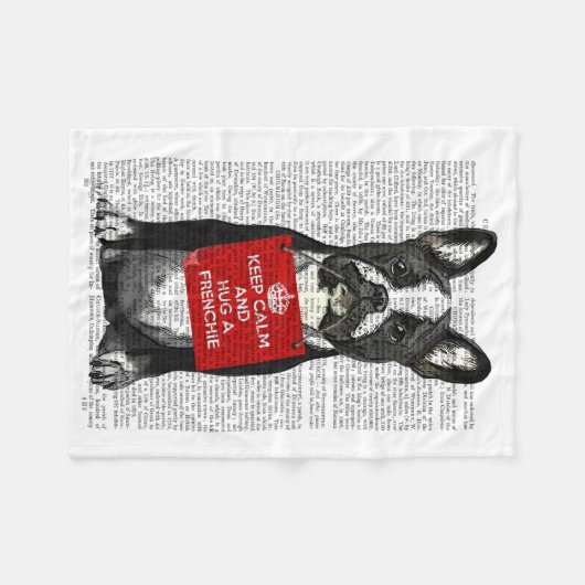 Hug a Frenchie Fleece Deken (Voorkant (Horizontaal))