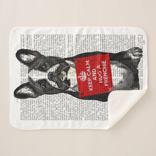 Hug a Frenchie Sherpa Deken (Voorkant (horizontaal))