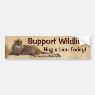 HUG A LION Wildlife Support Bumpersticker