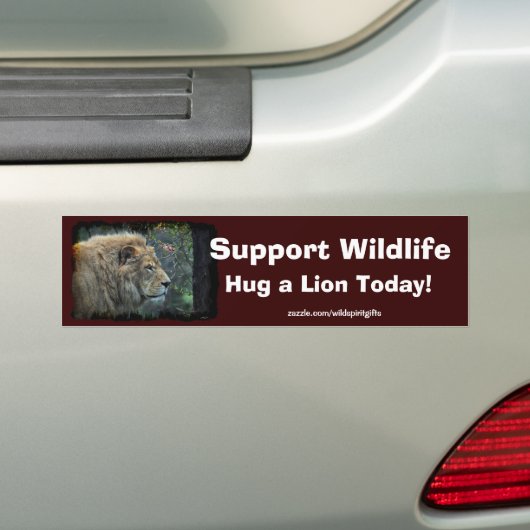 HUG A LION Wildlife-Supporter Fun Bumpersticker (Op auto)
