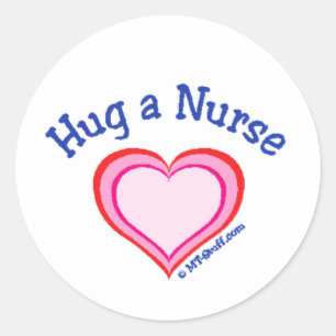 Hug a Nurse Heart Ronde Sticker