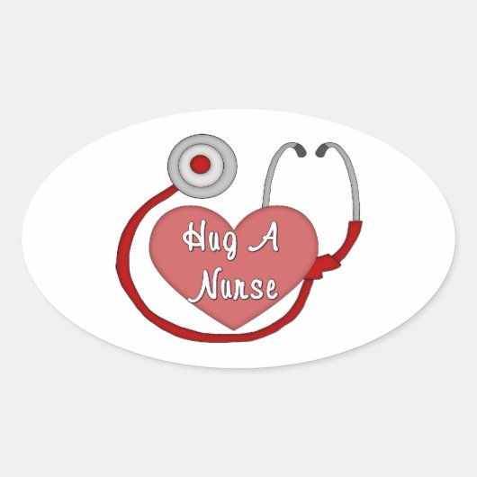 Hug A Nurse Ovale Sticker (Voorkant)