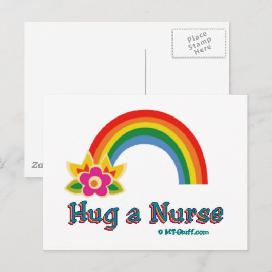 Hug a Nurse Rainbow Briefkaart (Voorkant / Achterkant)