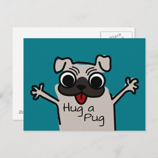 Hug a Pug Briefkaart (Voorkant / Achterkant)