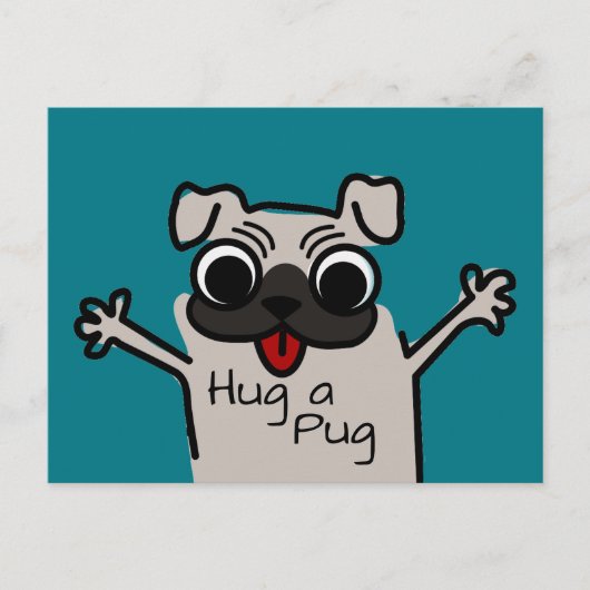 Hug a Pug Briefkaart (Voorkant)