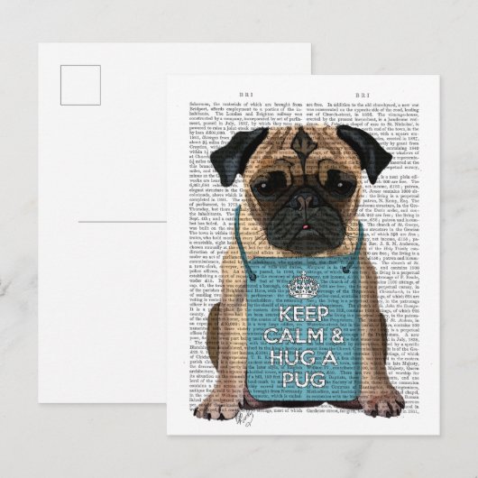 Hug a Pug Briefkaart (Voorkant / Achterkant)