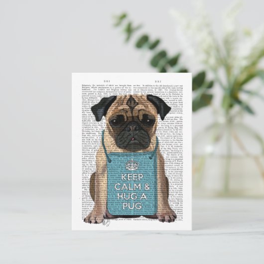 Hug a Pug Briefkaart (Staand voorkant)
