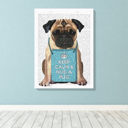 Hug a Pug Canvas Afdruk (Insitu (Houten vloer))
