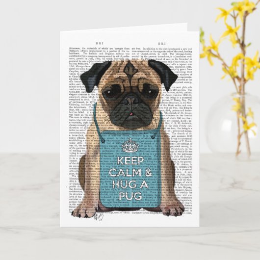 Hug a Pug Kaart (Gele Bloem)