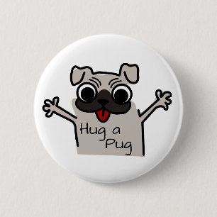 Hug a Pug Ronde Button 5,7 Cm