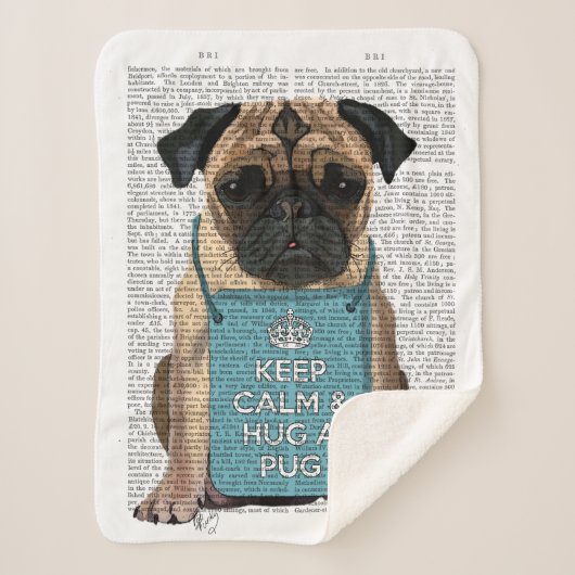 Hug a Pug Sherpa Deken (Voorkant)