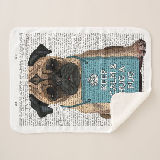 Hug a Pug Sherpa Deken (Voorkant (horizontaal))