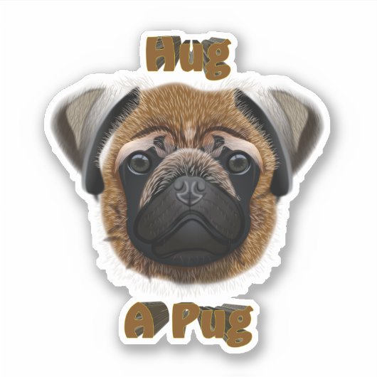 Hug A Pug Sticker (Voorkant)