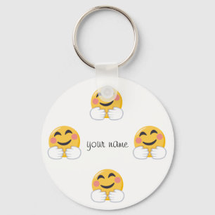 Hug and Love Emoji and '' Jouw naam here " Sleutelhanger