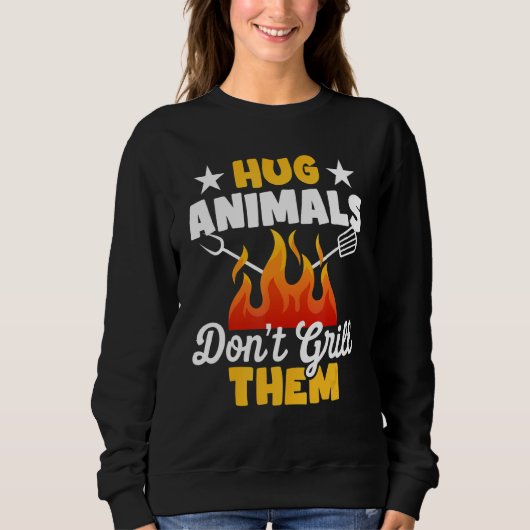 Hug Animals Don't Grill Them   Vegetarian Vegan Re Trui (Voorkant)