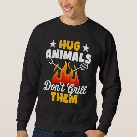 Hug Animals Don't Grill Them   Vegetarian Vegan Re Trui (Voorkant)