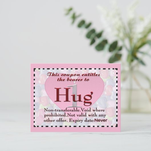 Hug Coupon Briefkaart (Staand voorkant)