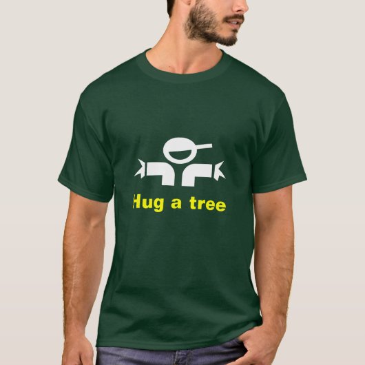 Hug een groen T-shirt met een boom (Voorkant)