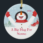 Hug for Nonno Kerstmis Snowman Ornament<br><div class="desc">Cute A Big Hug voor Nonno sneeuwman kerstversiering.  Gemakkelijk om met uw bericht te personaliseren!  Een Wonder-grootouderkerstcadeau zal zeker nog vele jaren worden gekoesterd. !</div>