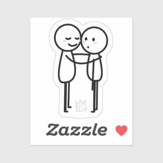 Hug - Hugging Stickfigures Sticker (Vel)
