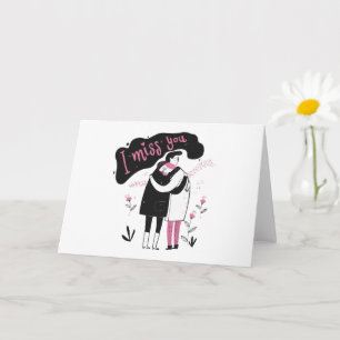 Hug I Miss You Card, Schattige liefdeskaart, Miss  Kaart