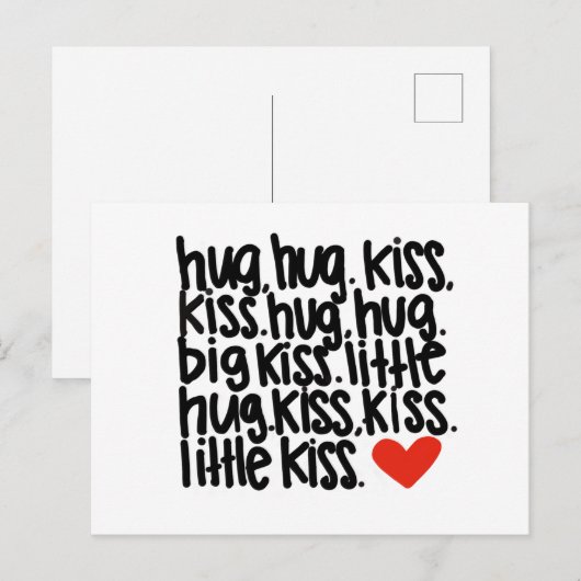 Hug knuffel. Kus kiss briefkaart (Voorkant / Achterkant)