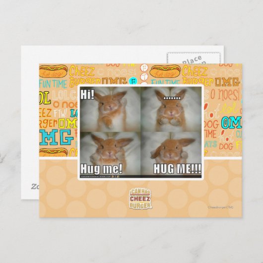 Hug me briefkaart (Voorkant / Achterkant)