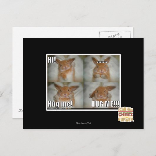 Hug me briefkaart (Voorkant / Achterkant)