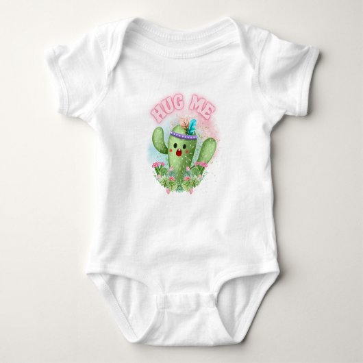 Hug me Cactus Funny Cozy Baby Bodysuit (Voorkant)