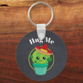 Hug Me Cute Cactus in een Sombrero Sleutelhanger (Voorkant)