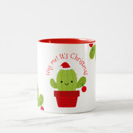 Hug me dat het Kerstmis is, Cactus Tweekleurige Koffiemok