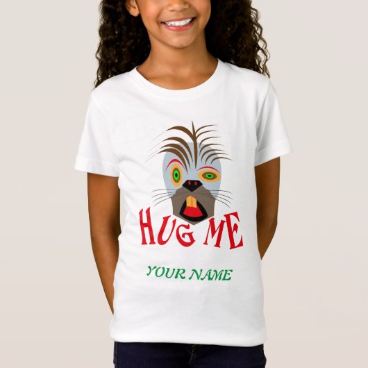 HUG ME FUNNY BEAVER CARTOON T-SHIRT (Voorkant)
