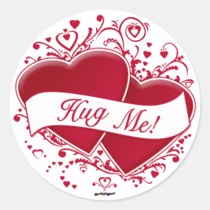 Hug me! Rode harten Ronde Sticker
