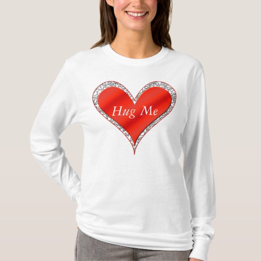 Hug me Valentijnsdag Heart Hoodie T-shirt (Voorkant)