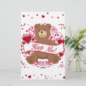 Hug me! Valentijnsdag Teddy Bear Briefpapier (Staand voorkant)