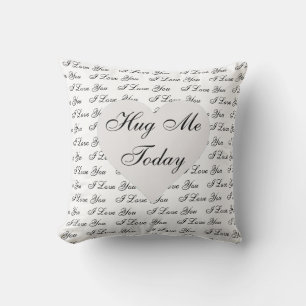 Hug me vandaag, ik hou van je, hart, opgehangen aa kussen