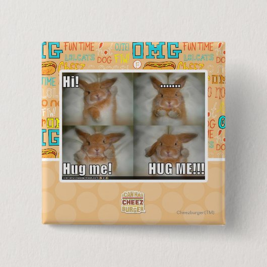 Hug me vierkante button 5,1 cm (Voorkant)