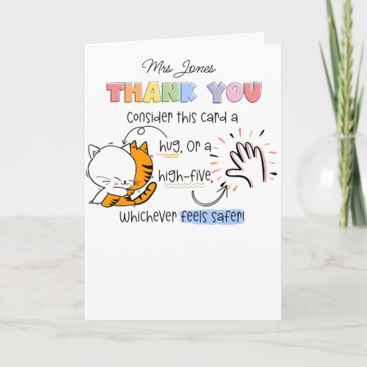 Hug or High Five Card SENCO SEN teacher Kaart (Voorkant)