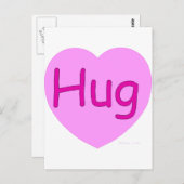 Hug Pink Heart Briefkaart (Voorkant / Achterkant)