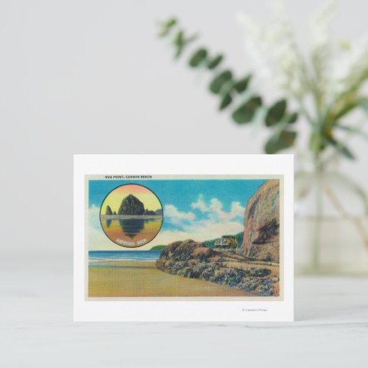 Hug Point op Cannon Beach en Haystack Rock Briefkaart (Staand voorkant)