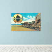 Hug Point op Cannon Beach en Haystack Rock Canvas Afdruk (Insitu (Houten vloer))