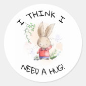 Hug Rabbit Button badge Ik denk dat ik een knuffel Ronde Sticker (Voorkant)