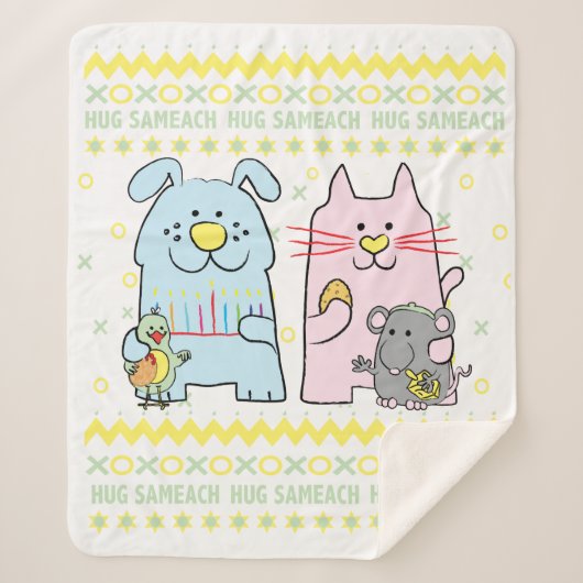 Hug Sameach Sherpa Hanukkah Blanket/medium Sherpa Deken (Voorkant)