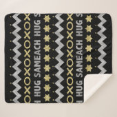 Hug Sameach Sherpa Hanukkah Blanket/medium Sherpa Deken (Voorkant (horizontaal))