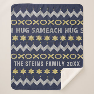 HUG SAMEACH Sherpa Hanukkah Blanket/Middelgroot Sherpa Deken